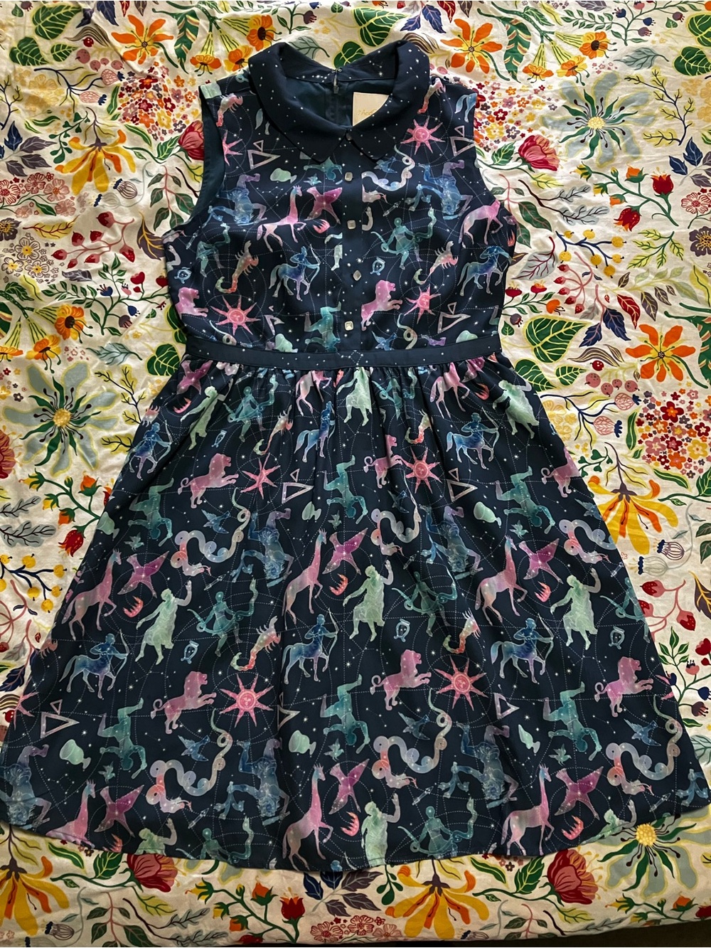 Modcloth Navy Pastel Constellation Dress